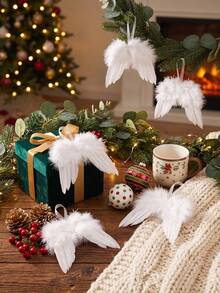 10pcs Angel Wings Christmas Tree Hanging Ornaments, Christmas Tree Decor, Merry Christmas Mini Angel Hanging Ornaments, Christmas Party Decor, Home Christmas Decor, Christmas Tree Top Decor, Christmas DIY Decor, Christmas Decor - Multicolor - View 12