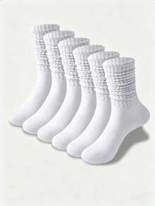 1/3/6 Pairs Women's Casual Knitted Socks, Elastic Mid-Calf Socks, Spring/Autumn Style, Pilates Socks, Yoga Socks - Multicolor - View 5