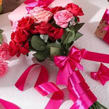1 Roll Polyester Satin Ribbon For Gift Boxes, Candy Boxes, Flower Decoration, Handmade Rose DIY Material, Holiday Gift Wrapping Ribbon (Machine Dyed, Slight Color Difference) - Rose Red - View 2