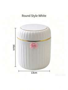 Mini Office Trash Can With Lid And Decorative Bow, Plastic Rotating Lid, Non-Electric Cylindrical Design, Suitable For Home, Office, Kitchen, Bedroom Vanity And Daily Use, Fashionable Portable Express Trash Can, With Lid And Bow Decoration, Mini Desk Trash Can, With Lid Home Trash Can, Suitable For Office, Living Room Or Office Storage, Home Office And Drawer Organization - Multicolor - View 10