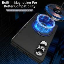 1pc Multicolor Foldable All-In-One Case With Built-In Front Tempered Glass Screen Protector, Built-In Magnetic Ring For Wireless Charging, 360° Rotatable Invisible Metal Kickstand Supporting Horizontal & Vertical Viewing, Micro-Matte Skin-Friendly Shockproof Protective Cover Compatible With Samsung Galaxy Z Fold 8 / Z Fold 8 Ultra / Z Fold 7 / Z Fold 6 / Z Fold 5 / Z Fold 4 / Z Fold 3 - Multicolor - View 4