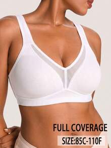 1pc Casual Comfortable Minimalist Plus Size Women's Bra, Wire-Free Lift Soft Comfortable Underwear - White - View 4