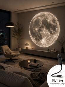 USB Planetarium Galaxy Projector Light, 15 Patterns Moon Earth Mars Saturn Starry Sky Projection Night Light, Breathing Atmosphere Lamp, Suitable For Bedroom Ceiling Home Theater Party Decoration - Black - View 2