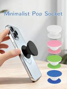 Solid Color Minimalist Retractable Phone Airbag Stand, Slouchy Portable Adhesive Phone Ring Grip - Multicolor - View 1