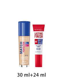 Rimmel [組合] Match Perfection 粉底液象牙色 100 中性 30ml + Lasting Finish 48小時保濕加強妝前乳 24ml - 100 象牙白中性色+透明 - 查看 2