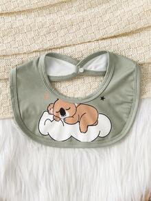 Cute Cartoon Koala Print Baby Boy Footed Jumpsuit + Hat + Bib + Gloves - Green - View 3
