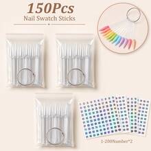 50/100/150/200Pcs Clear Rectangular Fan-Shaped Nail Art Sticks, Acrylic Nail Polish Color Chart Display Board With Metal Ring, Manicure Sample Practice Tool For Salon & Home DIY - Clear - View 19