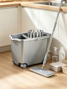 15L Plastic Mop Bucket, Rectangular Mop Tub With Built-In Wringer, Stackable To Save Space, Equipped With 4 Rolling Casters, Random Color Delivery, Portable Household Water Container, Perfect For Daily Mopping In Apartments And Bathrooms. - A - View 3