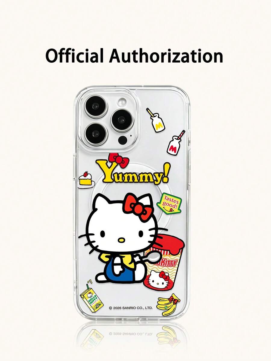 Miniso Funda de teléfono con carga magnética inalámbrica y cinta transparente HelloKitty, regalo de vacaciones, antideslizante, a prueba de caídas y huellas dactilares, serie Android Galaxy S22 S23 S24 S25 S26, Apple 17 17Air 17Pro 17ProMax 11 12 13 14 15 16Pro 16ProMax 14Plus 15Plus 16Plus 16Pro 16ProMax XR - transparente - Ver 1