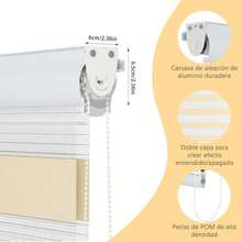 Persianas Enrollables 100x120cm, Semi Opaca Blackout, Doble Capa Persianas Horizontales, Densidad de luz Ajustable, Impermeable para Sala Cocina u Oficina - Beige - Ver 4