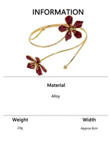 3pcs/1pc Red Floral Arm Cuff Cold Style Elegant Luxury Arm Chain Exquisite Fashion Five-Petal Flower Arm Cuff Set - Red - View 8