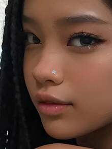1pc S925 Sterling Silver Flower Star Moon Engraved Stud Earring, Small Fashionable Unique Versatile Nose Jewelry - Single - View 3