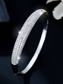 1pc European & American Luxury Classic Exquisite Women's Bracelet, Suitable For High-End Evening Party, Wedding, Versatile Wear Jewelry - Bracelet - View 7