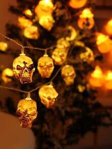 1PC Halloween Skull String Lights, Suitable For Halloween Decoration, Holiday Lighting, Party, Room, Haunted House, Bar Decoration, Patio [Battery Box] - Skull - View 3