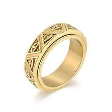 Vintage Triangle All-Seeing Eye Stainless Steel Rotating Ring, Black Gold Silver Three Colors Optional, Embossed Distressed Texture Strong Atmosphere, Hypoallergenic Waterproof Fade-Resistant, Stress Relief Rotating Design, Unisex Street Hip-Hop Style, Men's Accessory, Gift Ring - Multicolor - View 20
