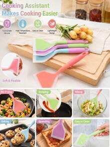 [Silicone Kitchen Utensils]Silicone Kitchen Utensils - Non-Stick Heat-Resistant Cookware, Suitable For Cooking, Stir-Frying And Frying - Ideal For Pancakes, Steaks And Grilling - Multicolor - View 8