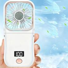 Mini Handheld Fan With Digital Display, Foldable Neck Fan, USB Rechargeable 3000mAh Battery, 180° Adjustable, 3-Speed Wind Settings, Perfect For Personal Cooling, Travel And Sports - Handheld Fan - View 6