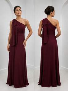 Long Dress For Bridesmaid Wedding Graduation Light Party - Color caoba - Ver 5