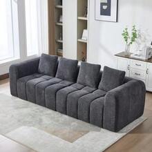 أريكة زاوية معيارية من قطعتين (رمادي داكن، 260x94.5x80 سم)، رغوة عالية الكثافة، تجميع بدون أدوات، قماش مخملي مع مساند ذراعين، أريكة ذات مقعد عميق - رمادي غامق - مشاهدة 1