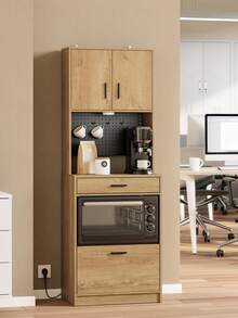 SoBuy | Tall Cabinet With 2 Drawers | Kitchen Pantry With Pegboard And Power Outlet | Storage Credenza Particleboard For Dining Room | 60*40*170 Cm | Load Capacity 75 Kg - 查看 11