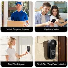 Wireless Smart Video Doorbell Camera, 2.4G WiFi Home Security System, Real-Time Notification, Night Vision, Two-Way Audio, Cloud/SD Card Storage, Rechargeable Battery, Indoor/Outdoor Universal, Smartphone Support - View 9