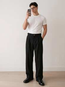 DAZY Men's Casual Slim Fit Dress Pants, Suitable For Spring And Autumn Outdoor And Daily Wear - Black - View 3