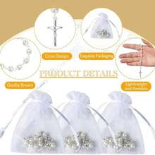 10 Sets Baptism Party Favors Mini Rose Rosary Beads With Faux Pearls, Suitable For Baptism, Wedding, First Communion Party Favors - Multi-color - View 6