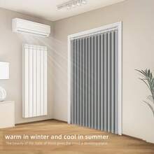 1PC Magnetic Folding Door Curtain, With Hanging Rings And Magnetic Closure, Beige And Grey Colors Available, Suitable For Living Room, Bedroom And Kitchen Space Partitioning, As Well As Room Decoration. - Door Curtain - View 5