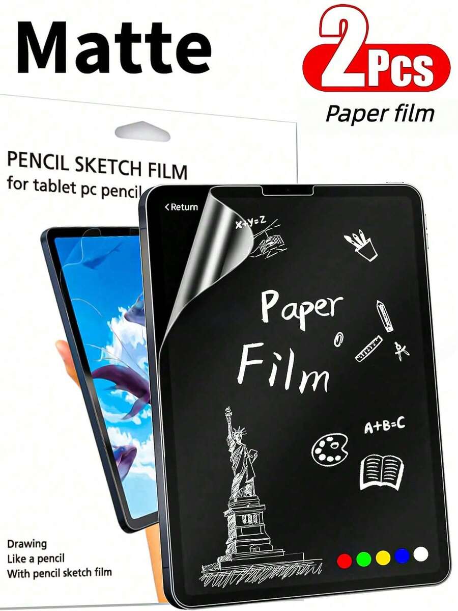 2片裝磨砂紙感螢幕保護貼，相容於 MatePad / Galaxy / / Honor / iPad Air Pro 11 13 12.9 9.7 吋 S7 S8 S9 S10 Plus FE，防眩光、觸控靈敏，適合辦公繪圖，紙感膜非玻璃