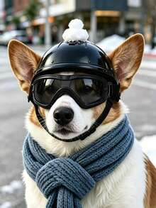 Pet Dog Motorcycle Helmet Set, Adjustable Safety Riding Helmet, Suitable For Small, Medium And Large Dogs, Windproof Protection Headgear, Suitable For Outdoor Riding And Travel, Suitable For Corgi, Dachshund, Husky Puppies, Durable Shell With Chin Strap - Multicolor - View 3