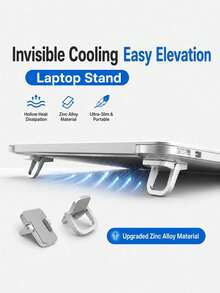 1 Pair Mini Foldable Laptop Stand, Portable Computer Riser Feet, Plastic And Alloy Options, Non-Slip Compact Laptop Support For Better Airflow, Office, Study And Daily Use - View 7