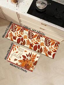 1/2pcs Vintage Thanksgiving Pumpkin & Maple Leaf Pattern Diatomaceous Earth Bath Mat, Super Absorbent, Non-Slip, Perfect For Bathroom, Kitchen And Dining Room, Quick Dry, Machine Washable, Ideal Home Decor And Bathroom Mat Gift - Multicolor - View 13
