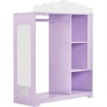 Kids Dress Up Storage, With Jewelry Cabinet, Dress Up Closet With Mirror And Shelves, Princess Costumes Wardrobe Closet, Toddler - Purple - View 9