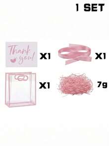 1/3/10pcs Set - Transparent Gift Bags With Pink Edges, Satin Bows And Raffia, Reusable Clear PP Tote Bags, Perfect For Weddings, Bridal Showers, Birthday Gift Wrapping, Baby Showers And Elegant Gift Packaging. - Pink - View 12