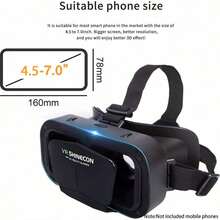 VR 虛擬實境頭戴式 3D 鏡片穿戴裝置，適用於電視、電影與電子遊戲，兼容 iOS 與 Android 系統，支持 4.5-7 吋螢幕 - 查看 4