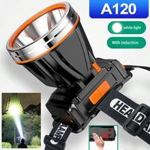 Lampu Kepala LED Daya Tinggi XHP360, Lampu Sorot Jarak Jauh, Dapat Diisi Ulang USB Tipe-C, Lampu Kepala dengan Sensor Gerak untuk Berkemah - Perak - View 11