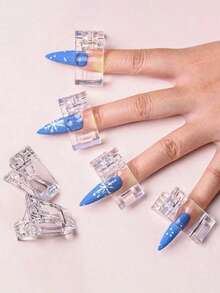TOMICCA 5/10/20pcs Of 6 Colors Nail Clips, Quick Construction Of Nail Shape Tips, Nail Clip Finger Extension Tool, Use For Quick Molding Glue, Crystal Extension Glue Fake Nail Mold Fixing Clip, DIY Nail Tool - Multicolor - View 2