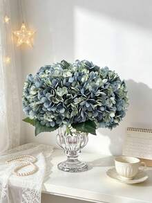 1/6 Pcs Artificial Hydrangea, Real-Looking Faux Flower, Perfect For Parties, Home, And Office Decoration. Ideal For Wedding Decor, Gifts, Holiday Decorations, Valentine's Day, And As Wedding Or Valentine's Day Accessories - Green - View 9