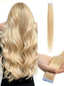 20pcs/Pack Tape-In Hair Extensions, Human Hair, 12-24 Inches, Invisible Tape-In Hair Extensions, Seamless Double-Sided Tape Hair Extensions, Human Hair Tape-In Hair Extensions, Christmas Hair Extensions - Multicolor - View 124
