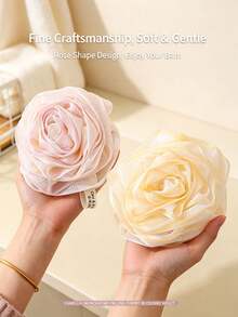 1PC/6PCSlegant Rose‑Shaped Bath Sponge Mesh Loofah, Soft Floral Body Shower Ball, Rich‑Foam Bathing Accessory With Hanging Loop, Gentle Exfoliating Shower Scrubber For Body Cleaning, Lovely Bathroom Supply For Home Daily Bath Use - Multicolor - View 3