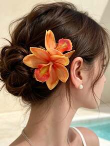 1pc Handmade Flower Hair Clip, Vintage DIY Women's Hair Clip, Daily Hair Accessory, Women's Hair Accessory, Birthday Gift For Friends - Multicolor - View 1