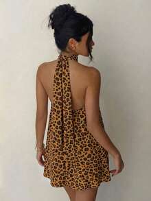 Women's One-Shoulder Summer Dress Romper - 摩卡棕 - 查看 7