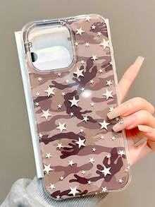 Casing Ponsel Pelindung Motif Bintang Pink Kamuflase Mewah Retro Kompatibel dengan iPhone 17 Pro Max 16 15 14 13 11 12 Pro Max 16 15 14 Plus Kreatif Lucu Tahan Guncangan Bumper Lembut Anti Jatuh - MultiWarna - View 3