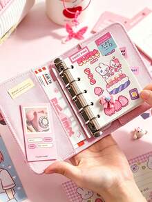 M5 Loose-Leaf Mini Notebook Sticker Storage Album Sticker Collection Book Card Storage Album Pink Blue Denim Heart Loose-Leaf Notebook With Elastic Band Photo Card Collection Album Idol Photo Album - M5 - View 3