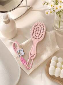 Sisir Oval Mini, Sisir Portabel Wanita, Cocok untuk Perjalanan, Aktivitas Luar Ruangan, Kantor dan Sekolah, Cocok untuk Rambut Basah dan Kering, Penggunaan Sehari-hari, Sisir Pijat Ringan dengan Tali Gantung, Sisir Rambut Keriting, Tersedia Berbagai Warna - A - View 16
