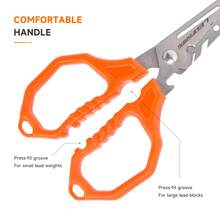 LEOFISHING Multifunction Fishing Scissors For Braided Line Mono Fluorocarbon Wire Lines,Non-Slip Grip Fishing Shears Enlarged Finger Holes With Bottle Opener - Orange - View 11