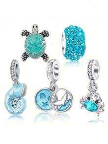 Accesorios elegantes de moda con colgante de estrella, mariposa, copo de nieve, flor, cola, búho, estrella de mar y luna para pulsera, collar y pendientes DIY decorativos - Multicolor - Ver 6