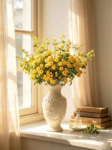 1/2/3pcs 27.6in Artificial Rose Flowers, Suitable For DIY Flower Wall, Scene Decoration, Living Room Bedroom Vase Arrangement, Wedding, Party Decor, Tabletop Centerpiece. Suitable For Autumn/Winter Seasons, Can Be Used For Room Decor, Home Decor - Yellow - View 4