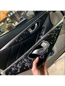 1 Roll Black Forged Carbon Fiber Color Change Car Wrap Film, Ice Crystal Shattered Carbon Interior Sticker, Excellent Stretchability, Built-In Air-Release Random Carbon Structure, With Air-Release Grooves, Low Installation Error Rate, New Personalized Carbon Texture Car Modification Sticker - One Size Fits All - View 11
