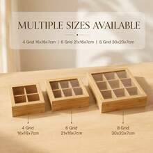 Natural Bamboo Tea Storage Box 4/8 Compartments 2 Styles Square & Vertical Wooden Tea Storage Box Suitable For Tea Lovers Kitchen Countertop Use Gift - Apricot - View 3